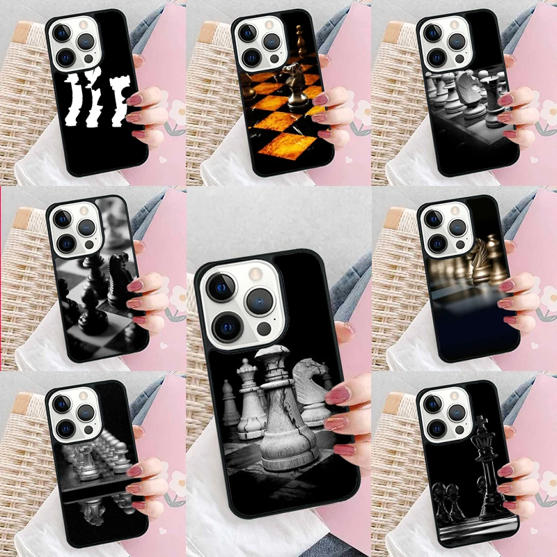 Chess Pieces Soft Phone Case Cover for iPhone 16 Promax 15 Pro 13 14 Plus 11 12 Mini XR XS MAX Coque