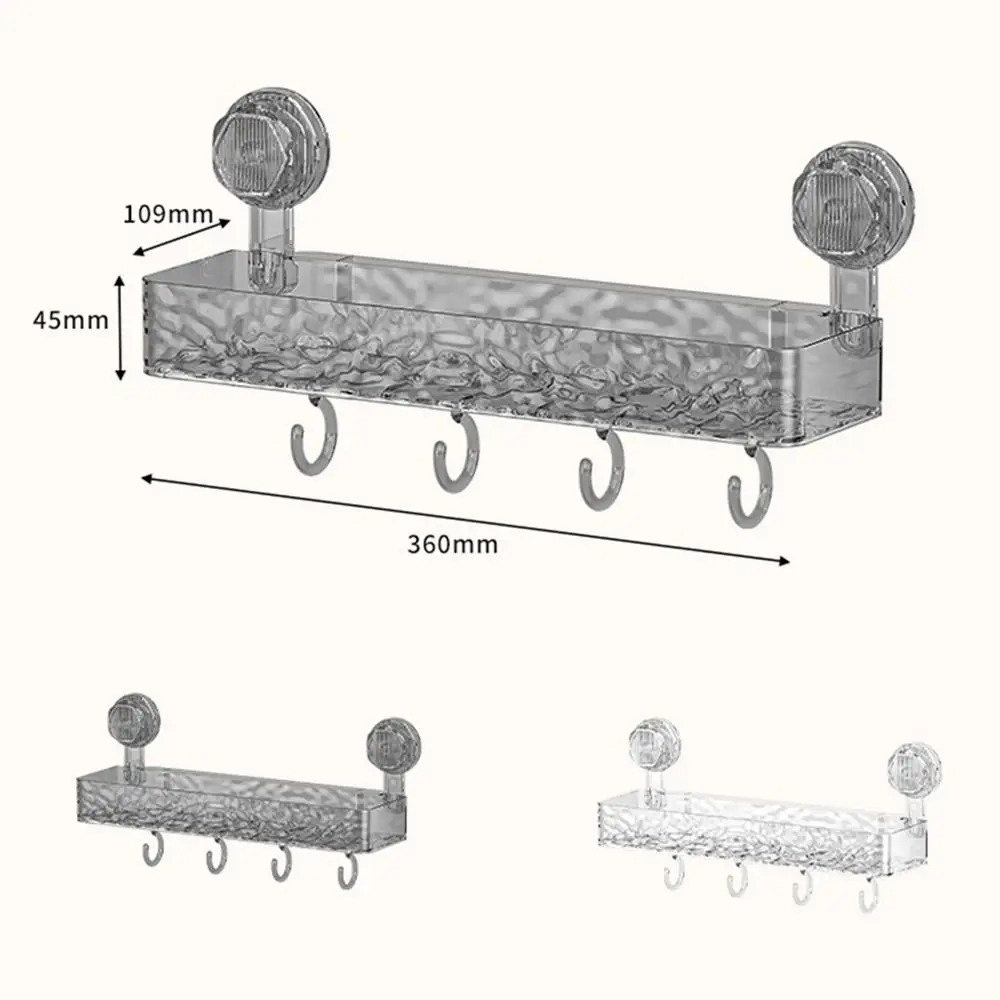 Clear Suction Cup Storage Basket Light Luxury Removable Storage Draining Shelf Glacier Pattern Reusable