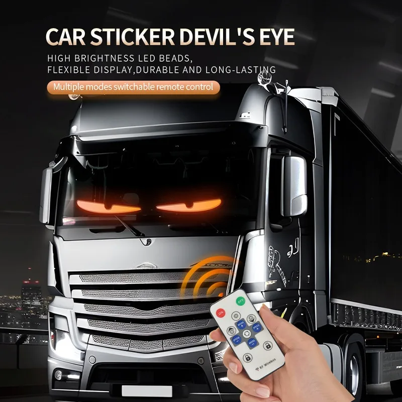APP Remote Control Truck Devil Eye LED Pixel Panel Light 12-24V DIY Custom Text Lighting Scrolling Foldable For Board Windshield