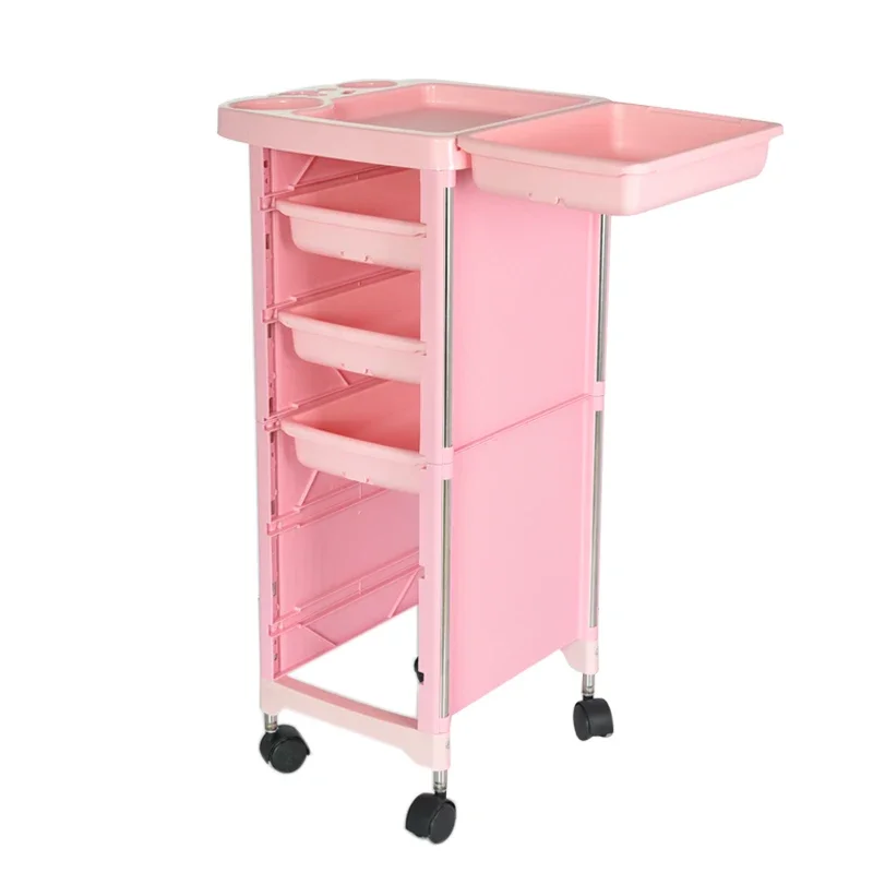 Pink Salon SPA Rolling Tray Tattoo Beauty Equipment Hair Stylist Storage Trolley Cart