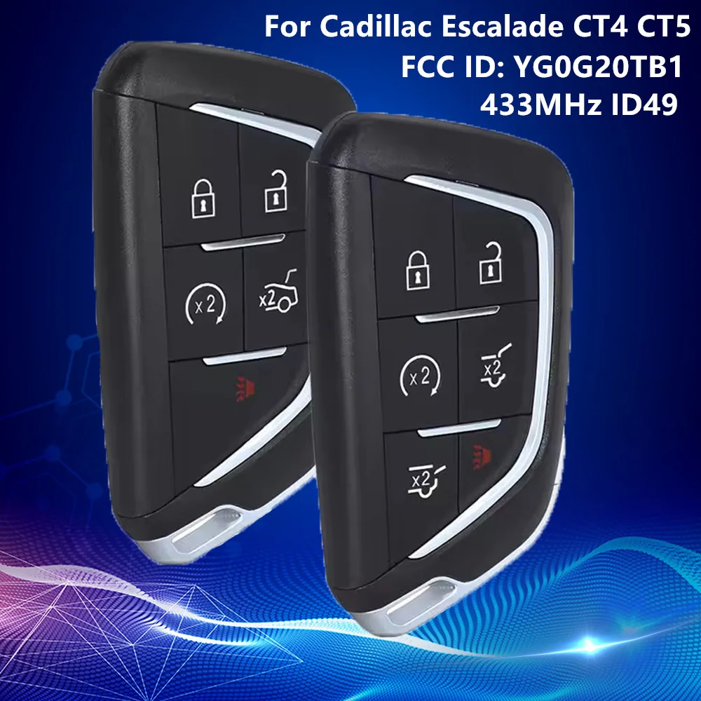 

Сменный смарт-брелок KEYECU с дистанционным управлением 433 МГц ID49 для Cadillac Escalade CT4 CT5 2020-2024 FCC ID: YG0G20TB1