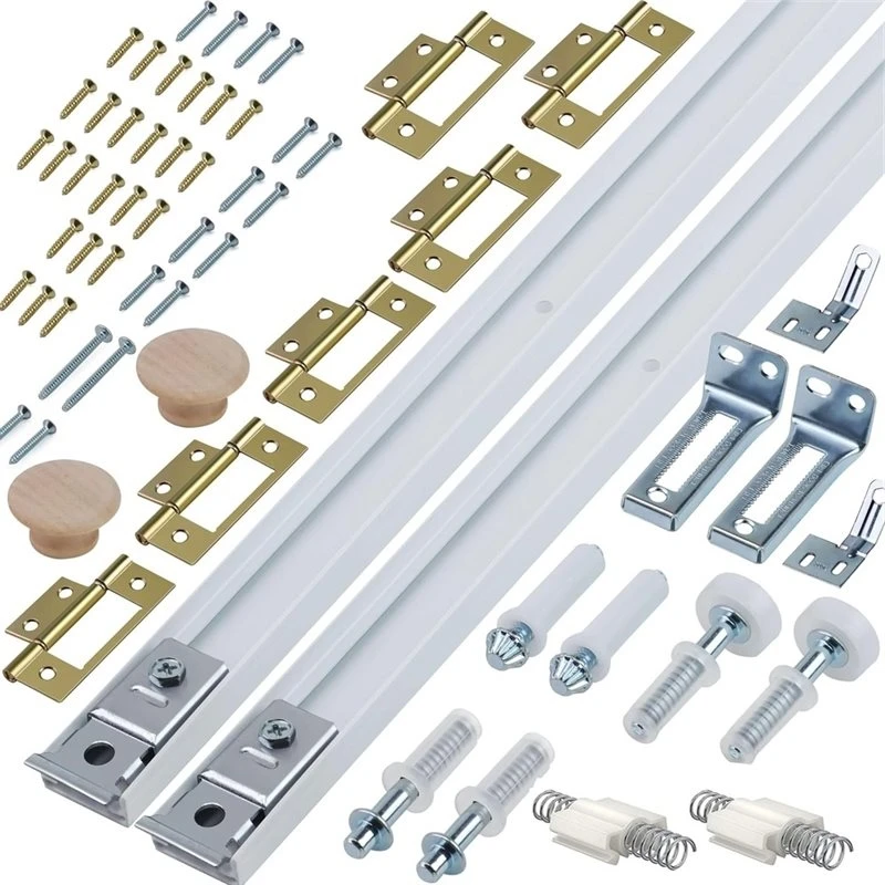 2026 New Bi-Fold Closet Door Hardware Kit- 24-Inch Bifold Door Track System, 2-Pack