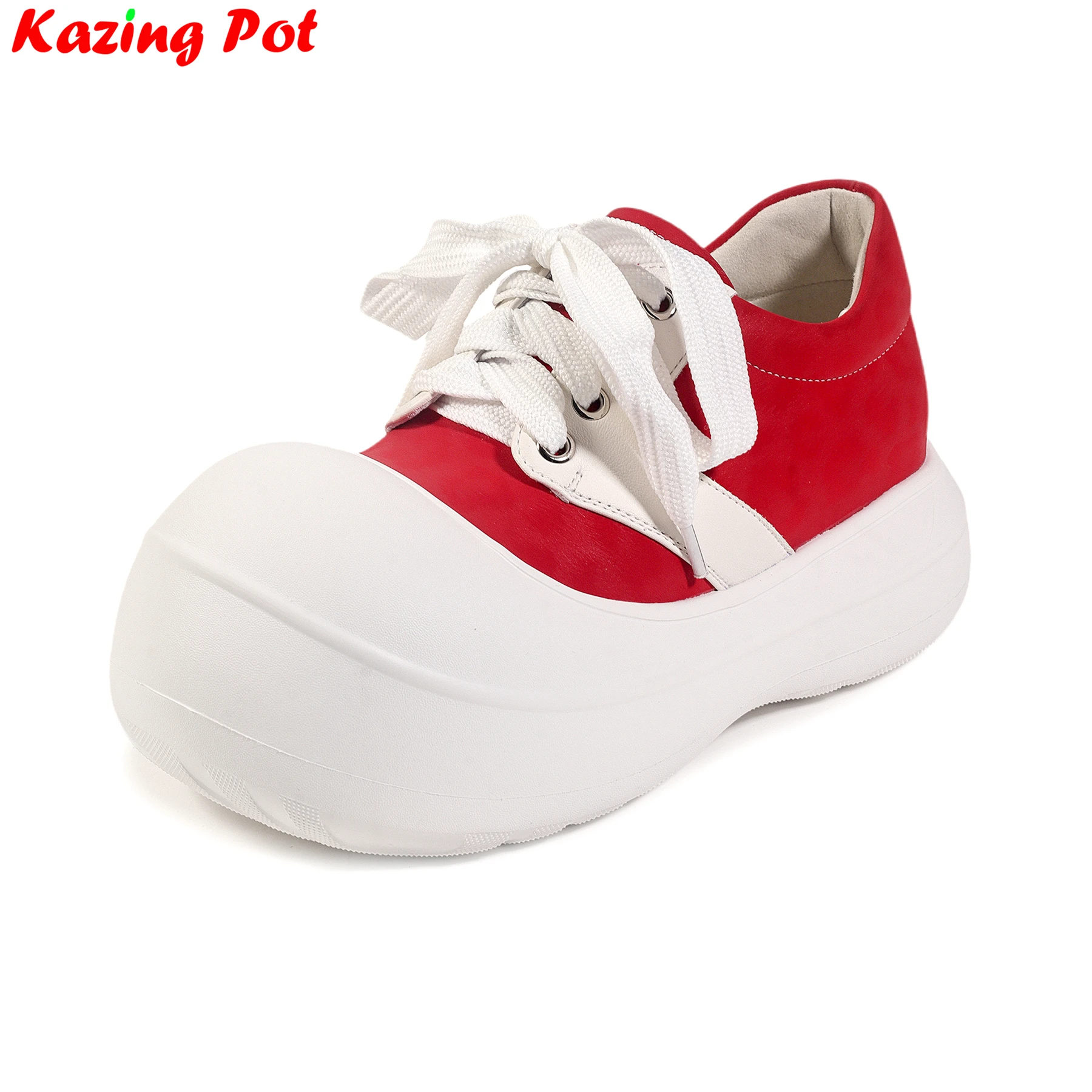 

Leopard Cow Split Leather Round Toe Thick Bottom Spring Autumn Shoes Increasing Sneakers Platform Casual Women Vulcanized Shoes