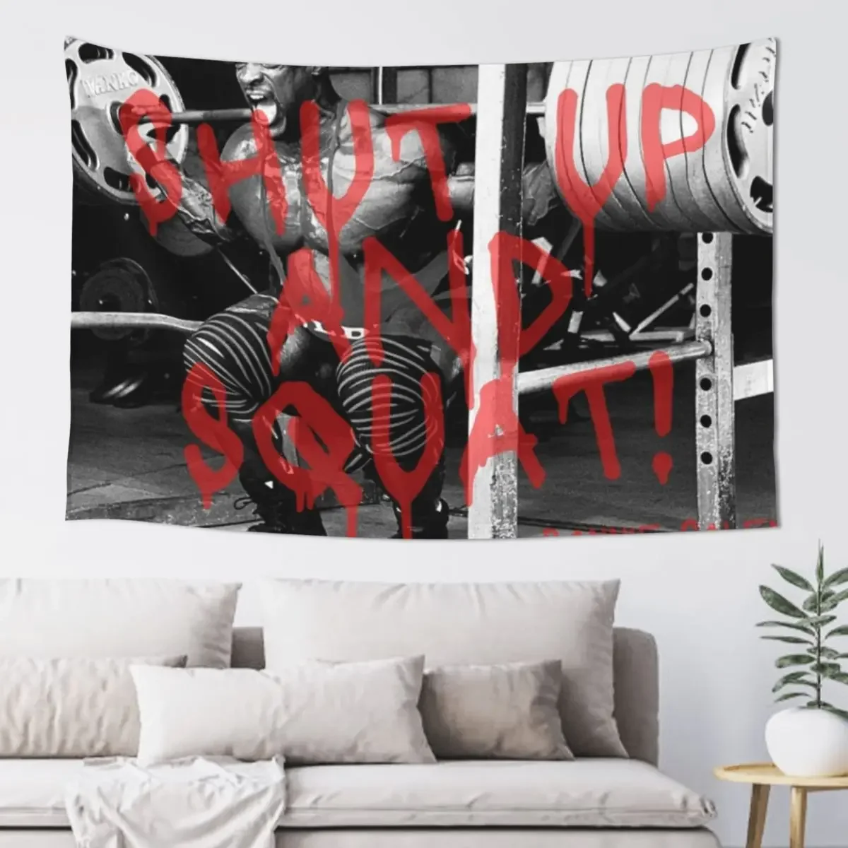

RONNIE COLEMAN - SHUT UP AND SQUAT QUOTE Tapestry Tapete For The Wall Cute Room Decor Outdoor Decor Tapestry