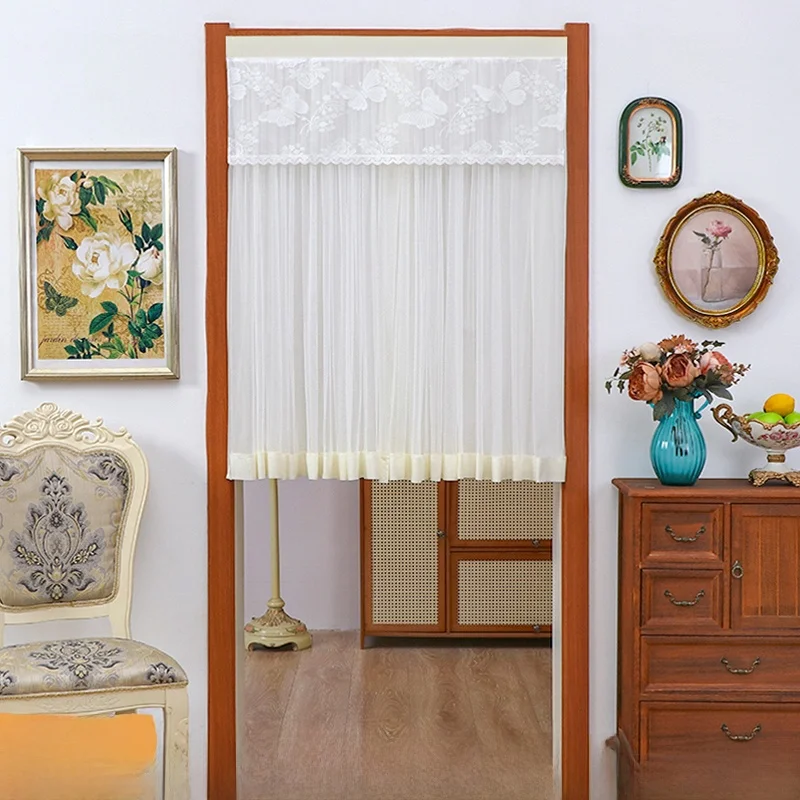 

Modern Simple Lace Door Curtain Privacy Protection Home Commercial Use Bedroom Decorative Partition Blind without Punching