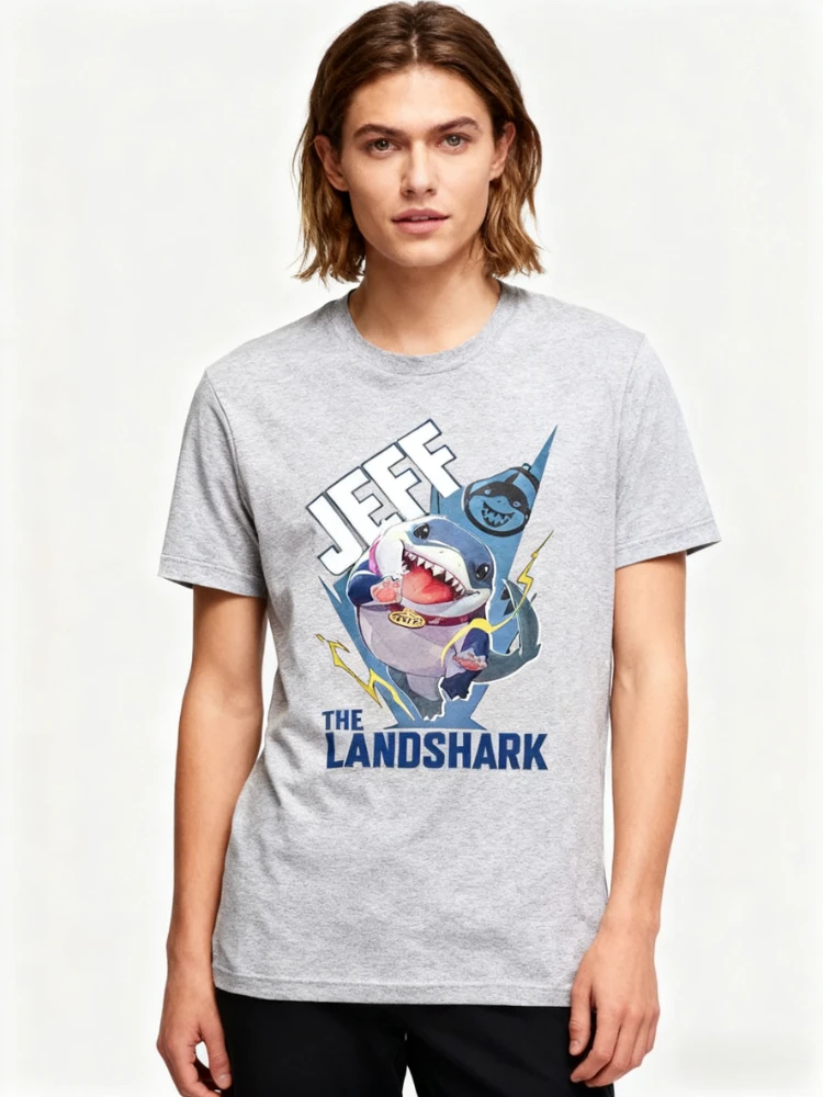 مارفل حقيقية جديدة عالية الجودة منافس جيف لاند القرش كوميك طباعة الرجال والنساء قصيرة الأكمام حجم كبير تي شيرت غير رسمي