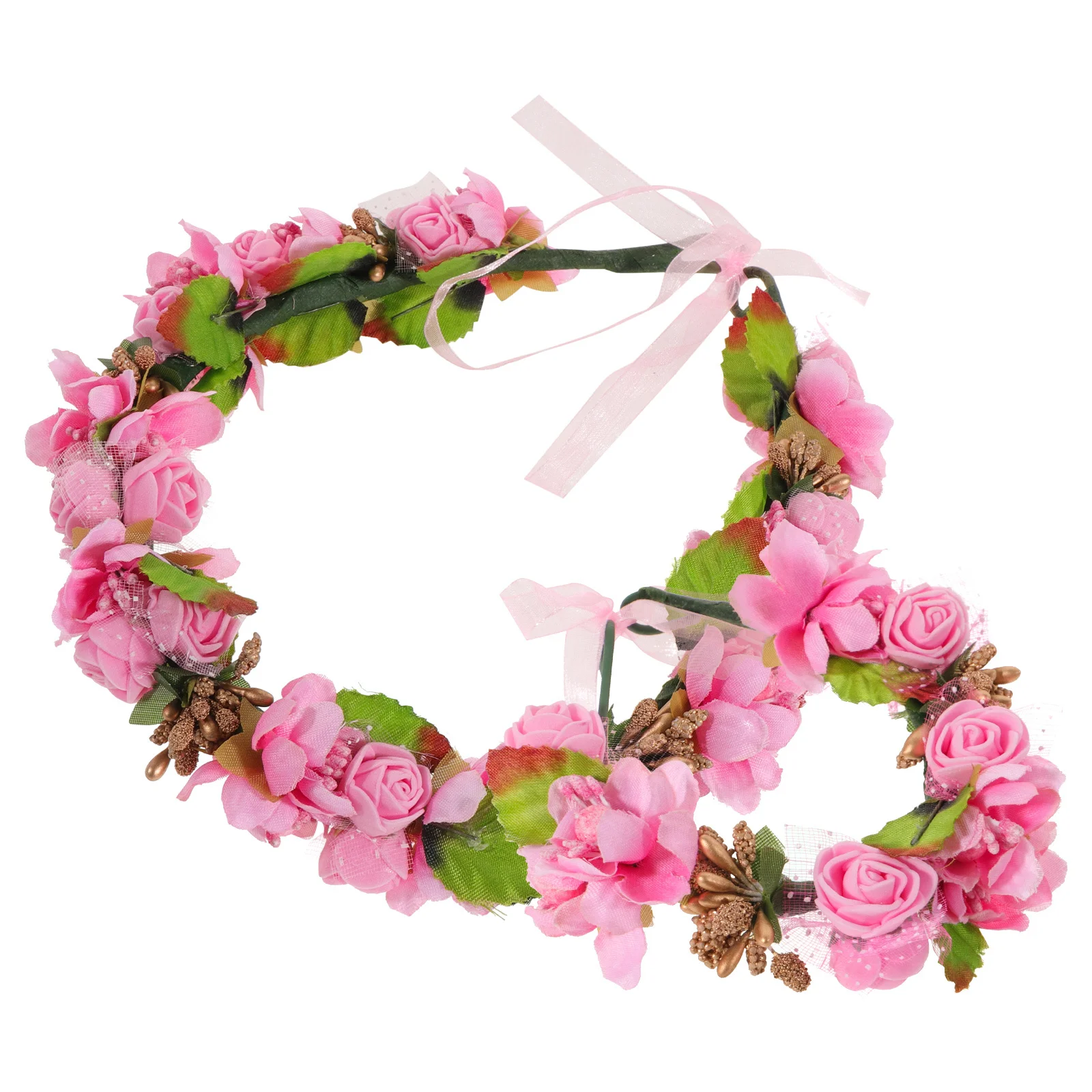 2 قطعة عقال زهرة محاكاة الأزهار غطاء الرأس لحفل الزفاف في الهواء الطلق صور الدعائم النساء إكليل مجموعة فتاة تاج الشعر #5