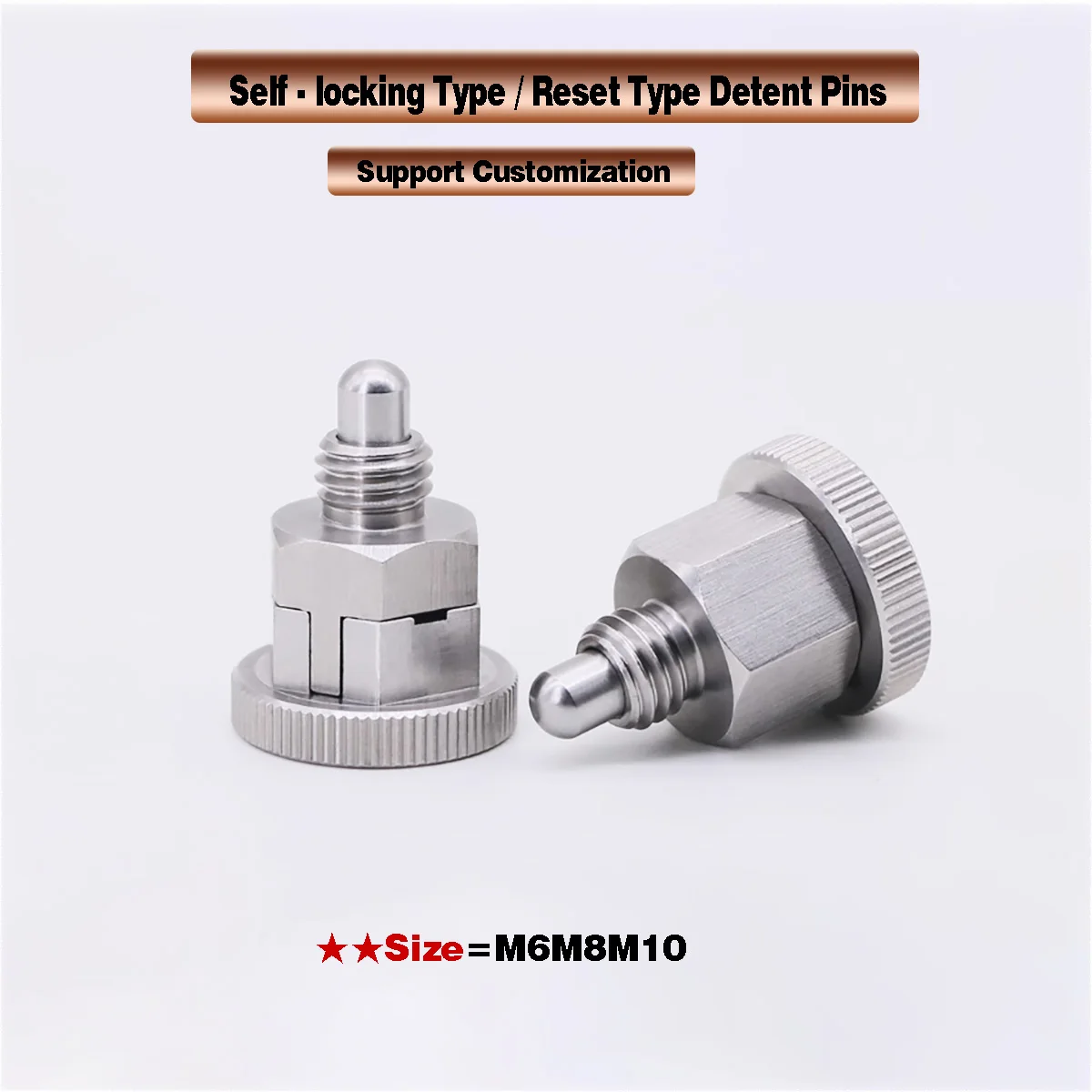 304 Stainless Steel Indexing Pin / Full Knob Plunger Spring Positioning Pin M6M8M10