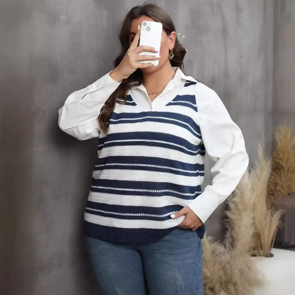 

Женский повседневный полосатый цветной вязаный жилет M623, осенне-зимний модный женский джемпер YSX, бренд