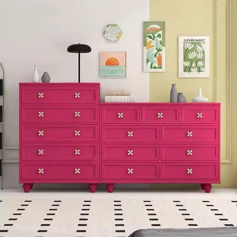 Retro home entrance cabinet, bedroom, bedside storage, solid wood chest