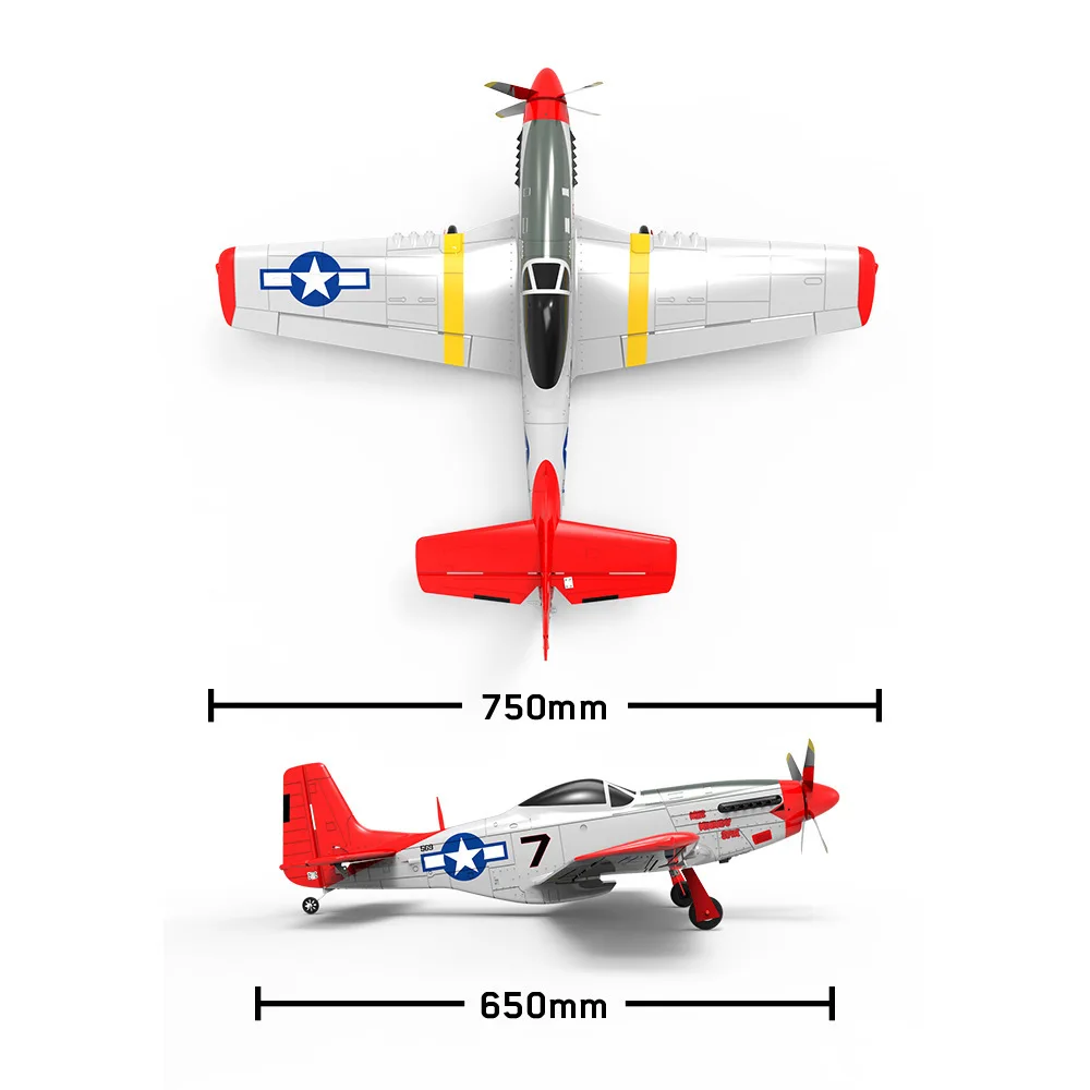 VOLANTEX RC Airplane P51D Mustang 750mm Wingspan Epo 2.4Ghz 4ch Brushless Rc Foam Airplane 6-axis Stabilizer System Rc Plane Toy