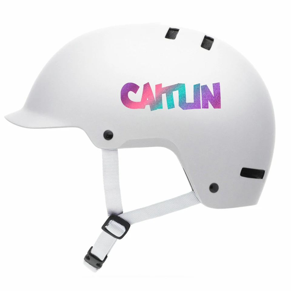 2 Adesivi Nome Casco Bici Personalizzati – Decalcomania Vinile BMX Per Bambini (Scegli Nome E Colore)