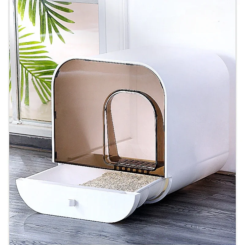 Fully Enclosed Cat Litter Box Convenient Drawer Cat Toilet with Visible Front Cover Practical and Versatile for Home Use