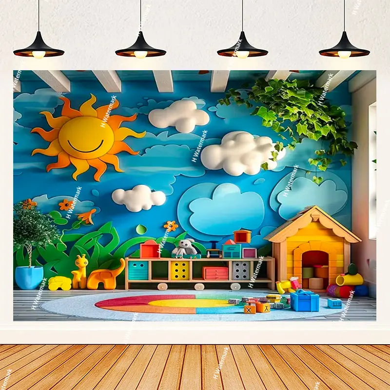 Kindergarten School Age Return to School Graduation Season Campus Gathering Display Background Children Blackboard Pencil Photo