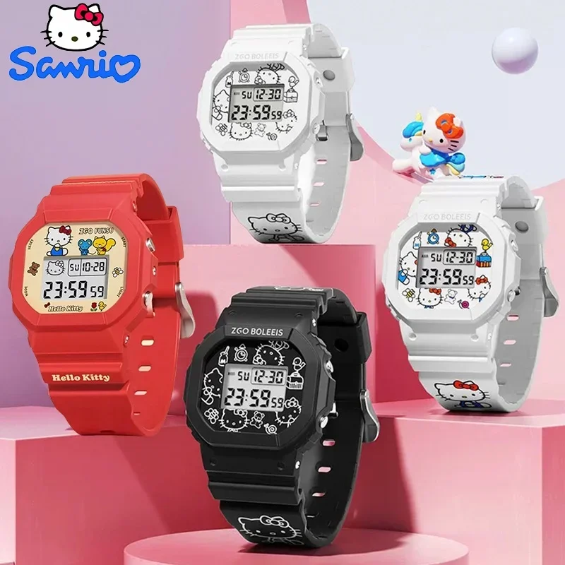 

Sanrio Hello Kitty Watch LED Digital Watchs Student Versatile Silicone Watch Women's Wrist Watch Waterproof Sports Kids Clock