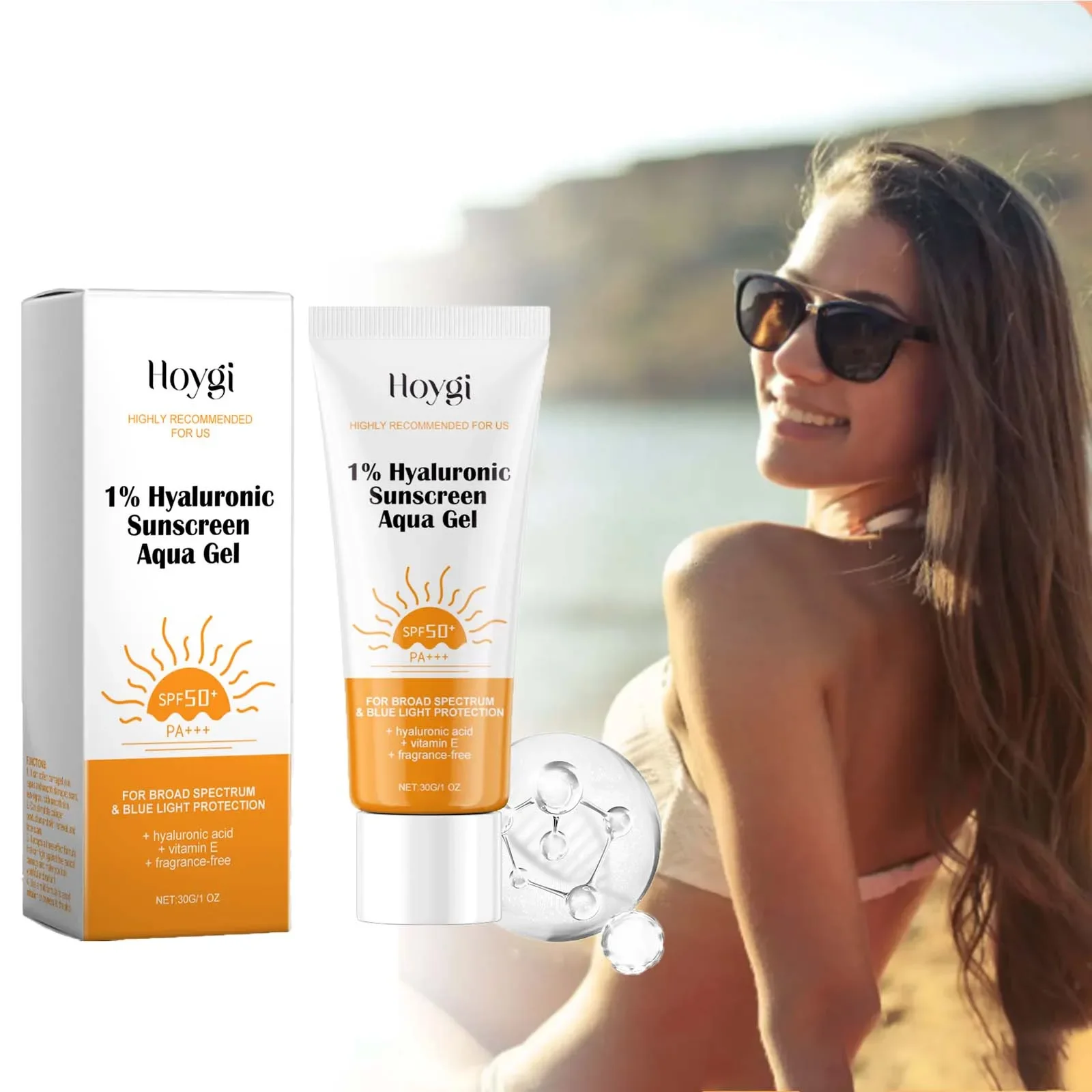 

Солнцезащитный крем с гиалуроновой кислотой SPF50 +, стойкий увлажняющий солнцезащитный крем, изоляционный, освежающий, водостойкий, противооксидантный, защитный крем