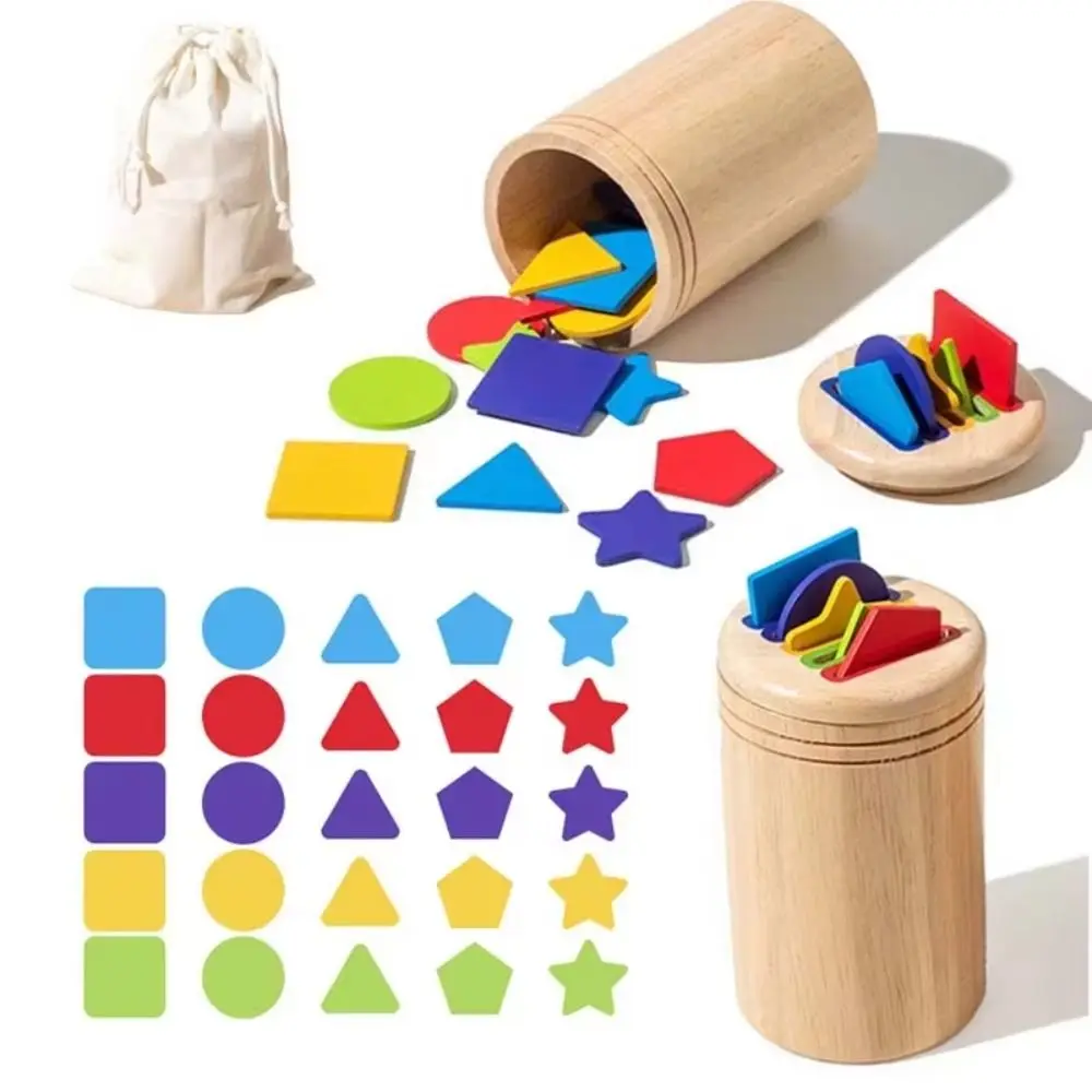 

Montessori Color Sorting Toys Wooden Early Educational Shape Matching Toys 2 in 1 Cognitive Training Count Puzzle Game Toy