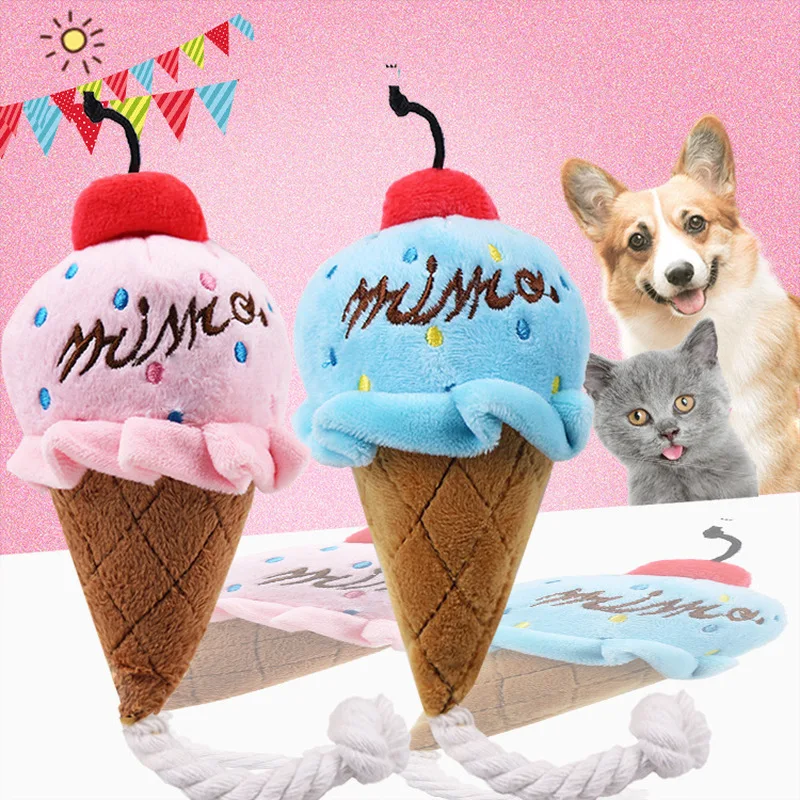 Pet Toys Two-color ice cream sound toy in pink and blue Pet dog toys and accessories, cat toys