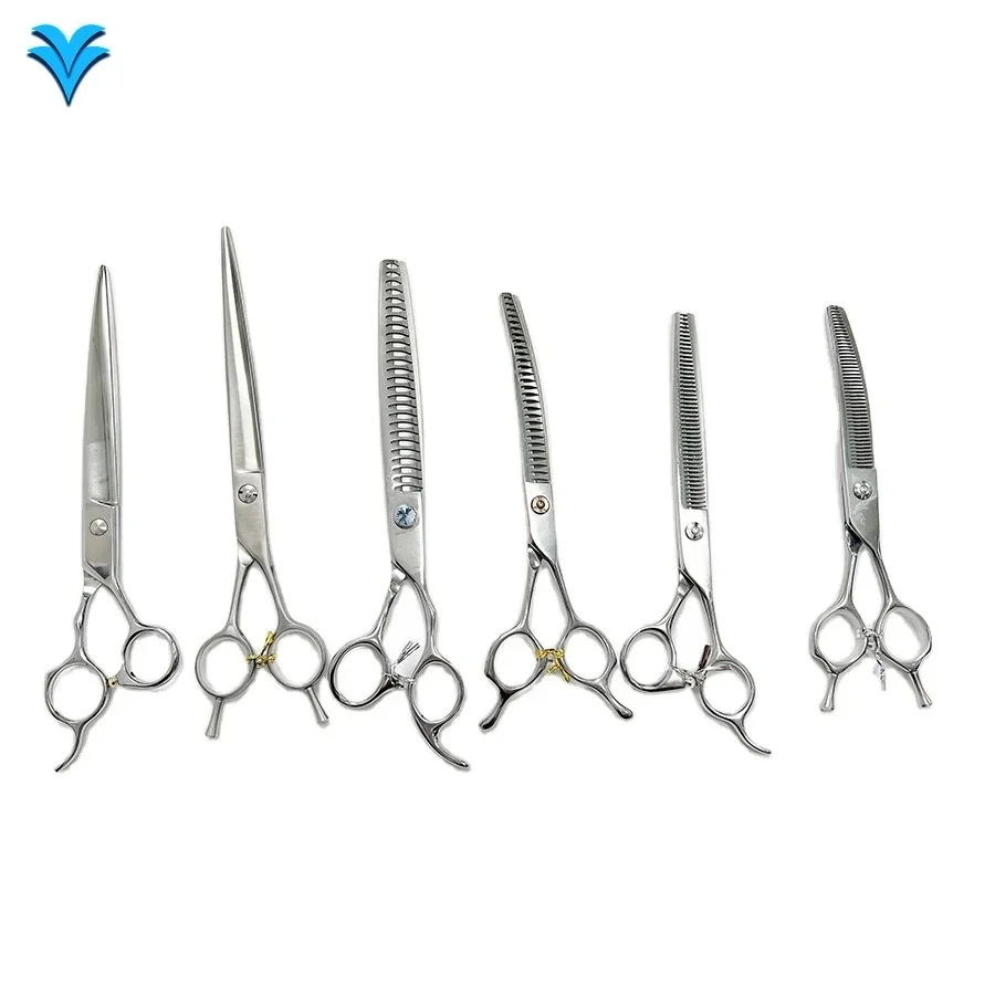 

SUS 440C Pet Hair Scissors 7.5 Inch Straight Grooming Scissors Shear with Swivel Thumb for Dog Hair Cut