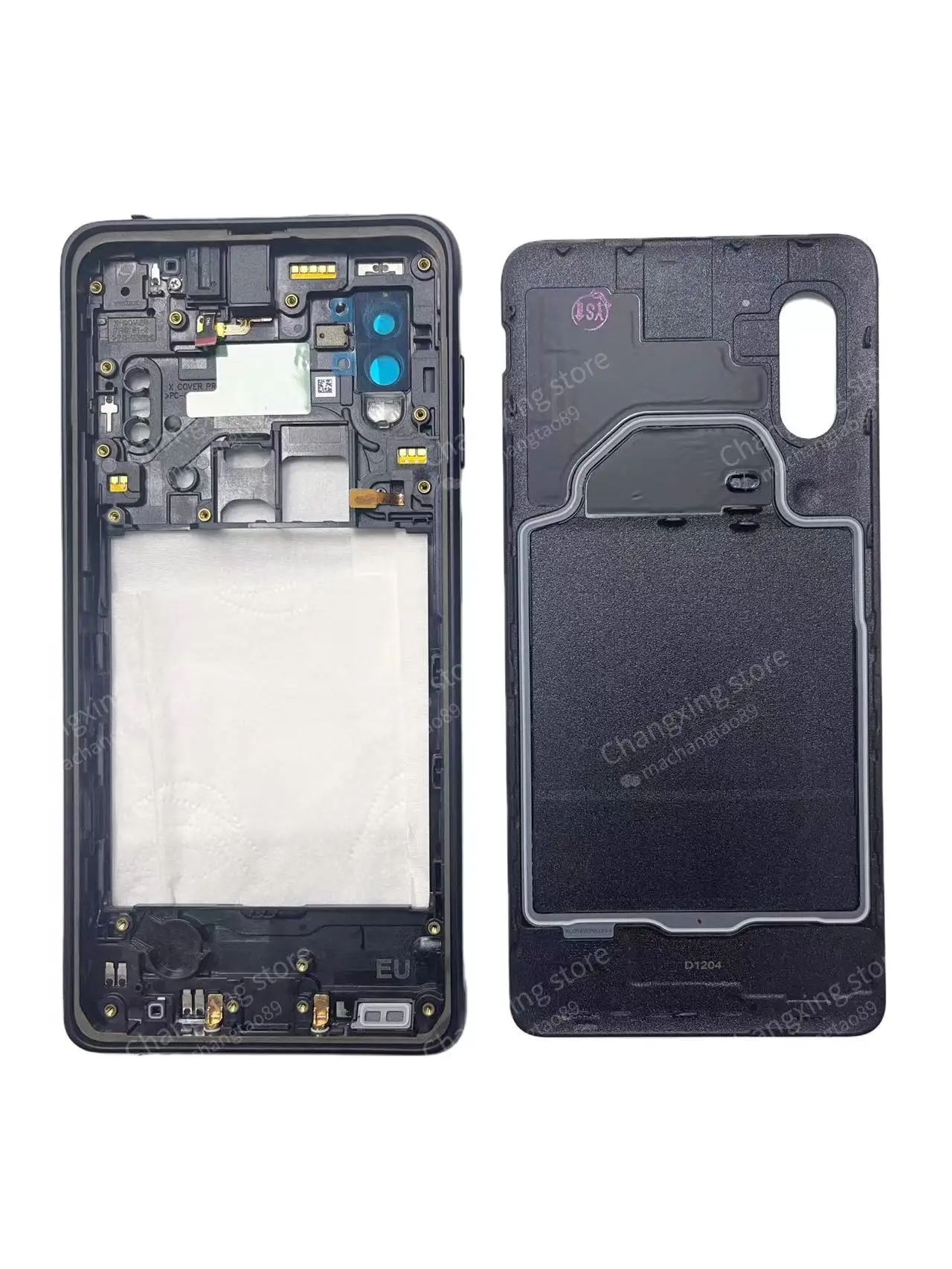 For Samsung Galaxy Xcover Pro SM-G715FN Middle Frame Plate With Camera Lens + Battery Cover Back Case Full Housing Cover