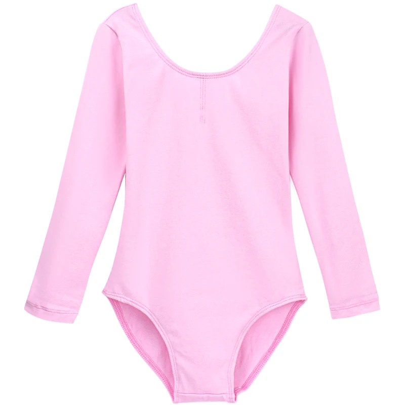 Leotardos de Ballet para niños y niñas, traje de gimnasia de manga larga, leotardo de baile de otoño sólido, vestido de Ballet, ropa de entrenamiento de baile