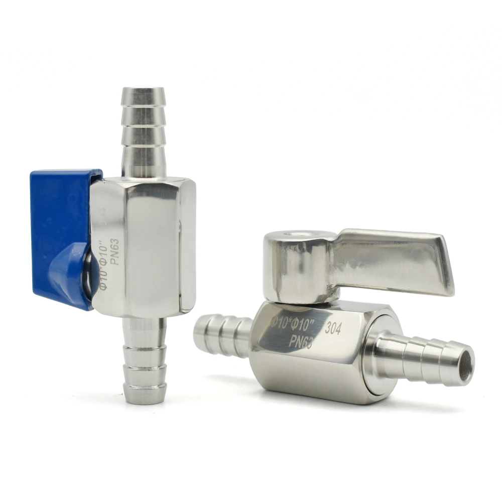 304 Stainless Steel MINI Ball Valve 7mm -25mm Hose Barb Self-made 2 Air, Water And Oil Hoses, Tube Skin Connector Micro-valve