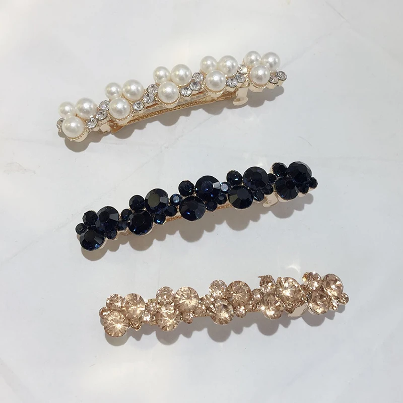 Horquillas de aleación de 5 colores para el pelo para mujer, pasadores de perlas, pinza para el pelo Primavera, accesorios para el cabello para niña