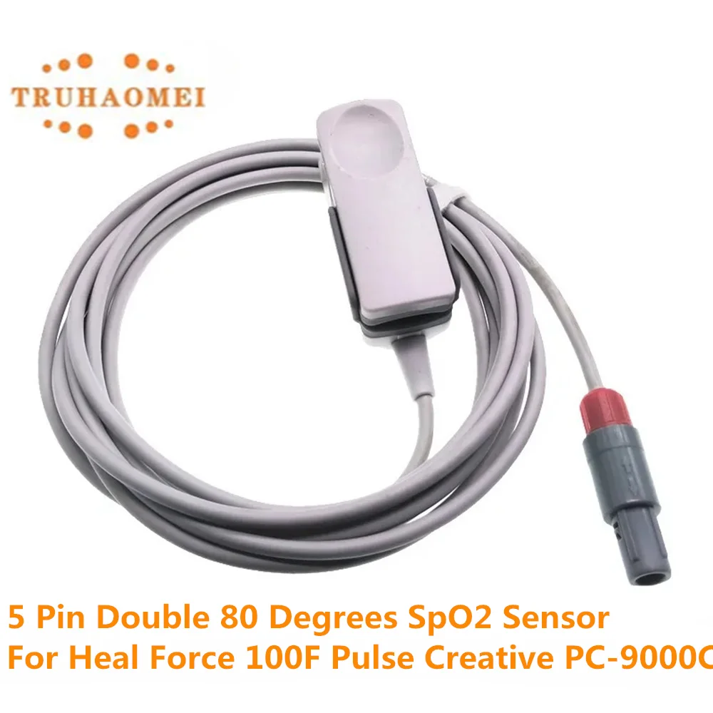 

Free Shipping 5 Pin Double 80 Degrees SpO2 Sensor For Creative PC-9000C For Heal Force 100F Pulse Dulex-100 Dulex-200