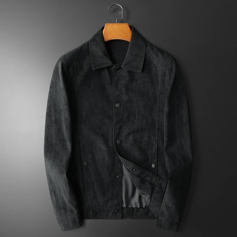 

2025 autumn/winter new leather jacket, fashionable high-quality leather jacket, men's slim fit lapel leather jacket