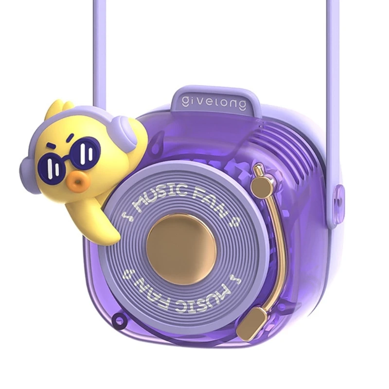 Ventilador de cuello de dibujos animados M2EE, ventilador portátil colgante, pequeño, sin aspas, para estudiantes