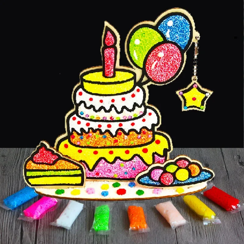 Kit d'art de boue de neige en argile perlée 3D pour enfants, ensemble de peinture sur planche de bois écologique, artisanat éducatif de bricolage