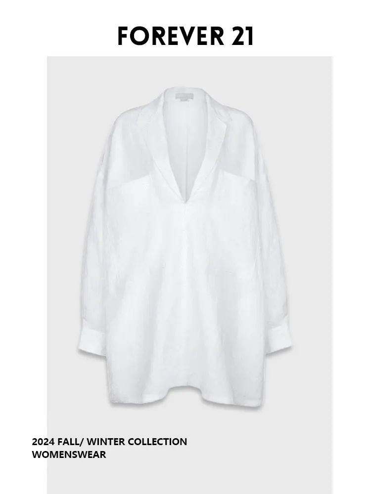 

Forever 21 Fashionable Minimalist Loose V-Neck Sun Protection Shirt Women's 2026 Style Long Sleeve Commute Wind Pear Shape