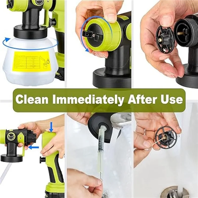 

A47U 2X Cordless Paint Sprayer For Ryobi Li- Battery Electric Handheld Paint Spray For Furniture DIY Works