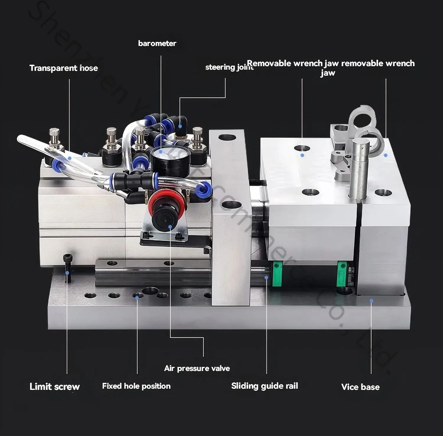 

Stroke 100mm Single Cylinder Small Vise Vise Pneumatic Precision Industrial Flat Mouth Table CNC Machining Center