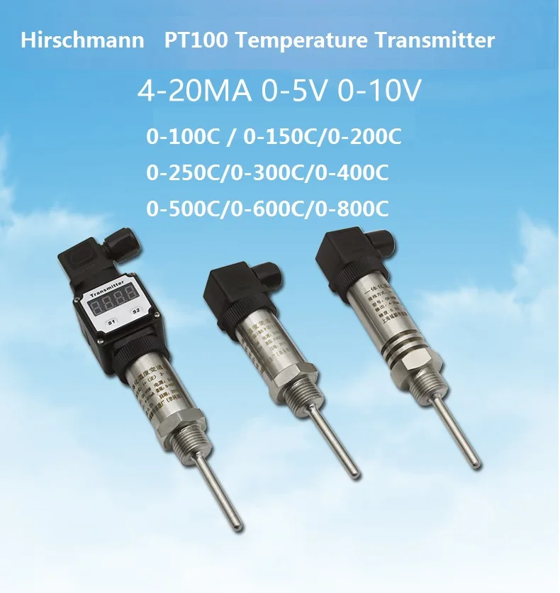 4-20MA 0-10V 0-5V Output Hirschmann Integrated PT100 Temperature transmitter