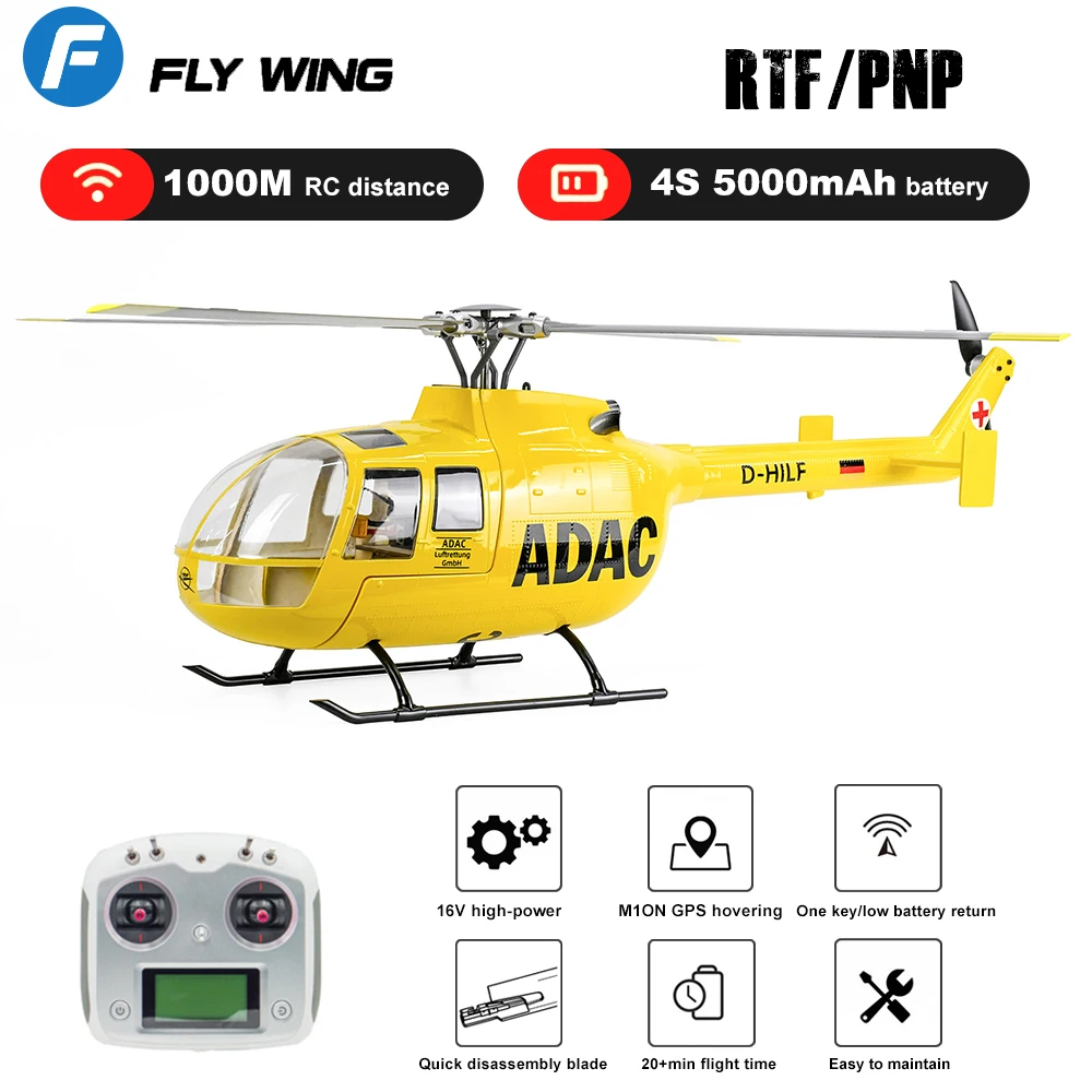 

Вертолет FLY WING BO-105, 10 каналов, 60 А, ESC, GPS, имитация двойного двигателя, радиоуправляемая модель H1, самостабилизирующийся самолетик RTF/PNP с возвратом в один клик