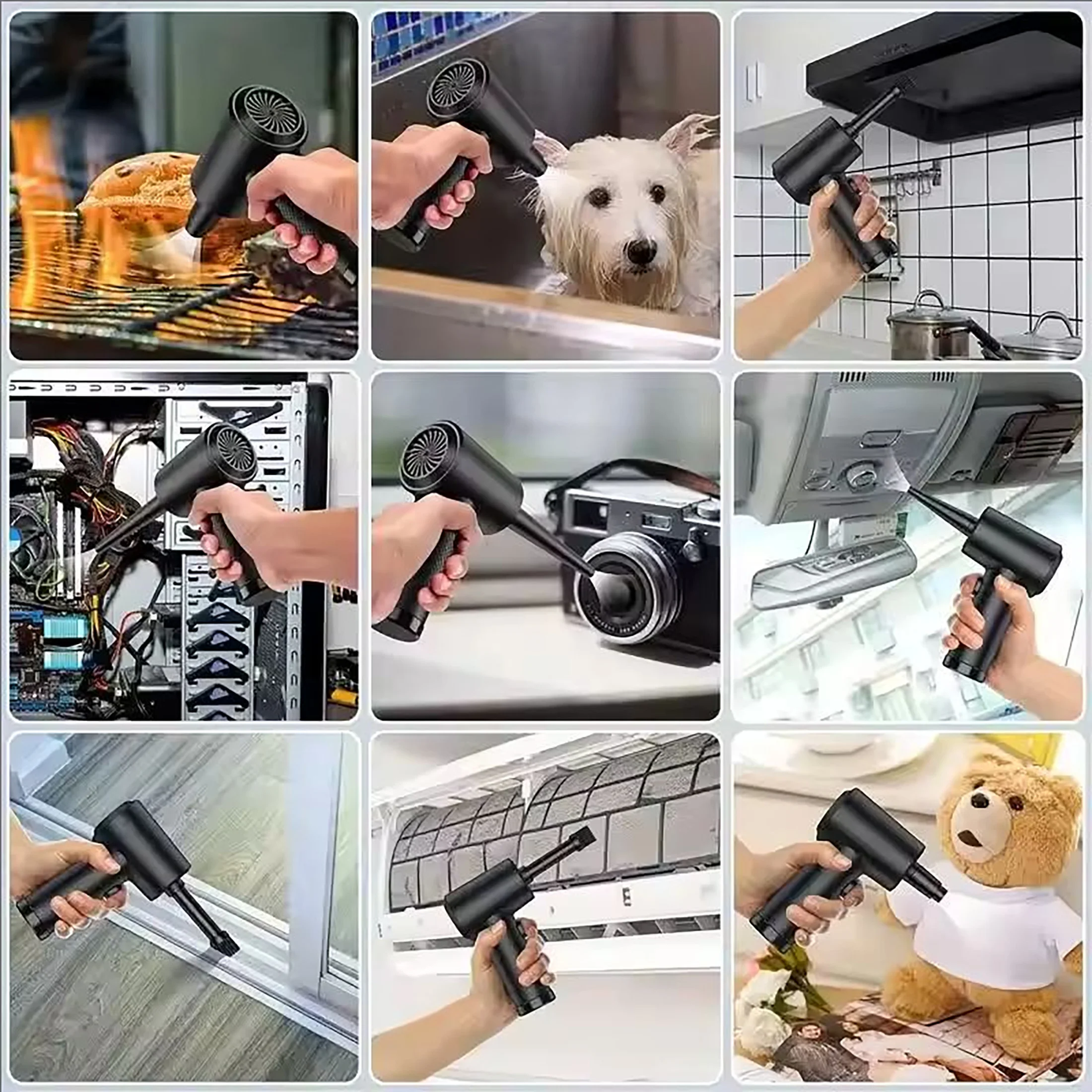 1pcWireless Air Duster Adjustable 3 Speed with Fast Charging and LED Light for Cleaning Keyboards, Car Interiors, Air Condition