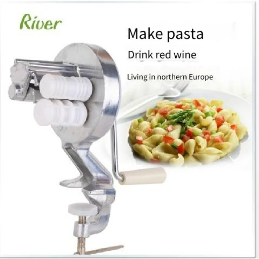 Multi-Function Pasta Machine, Hand-Cranked Noodle Sheet & Macaroni Maker