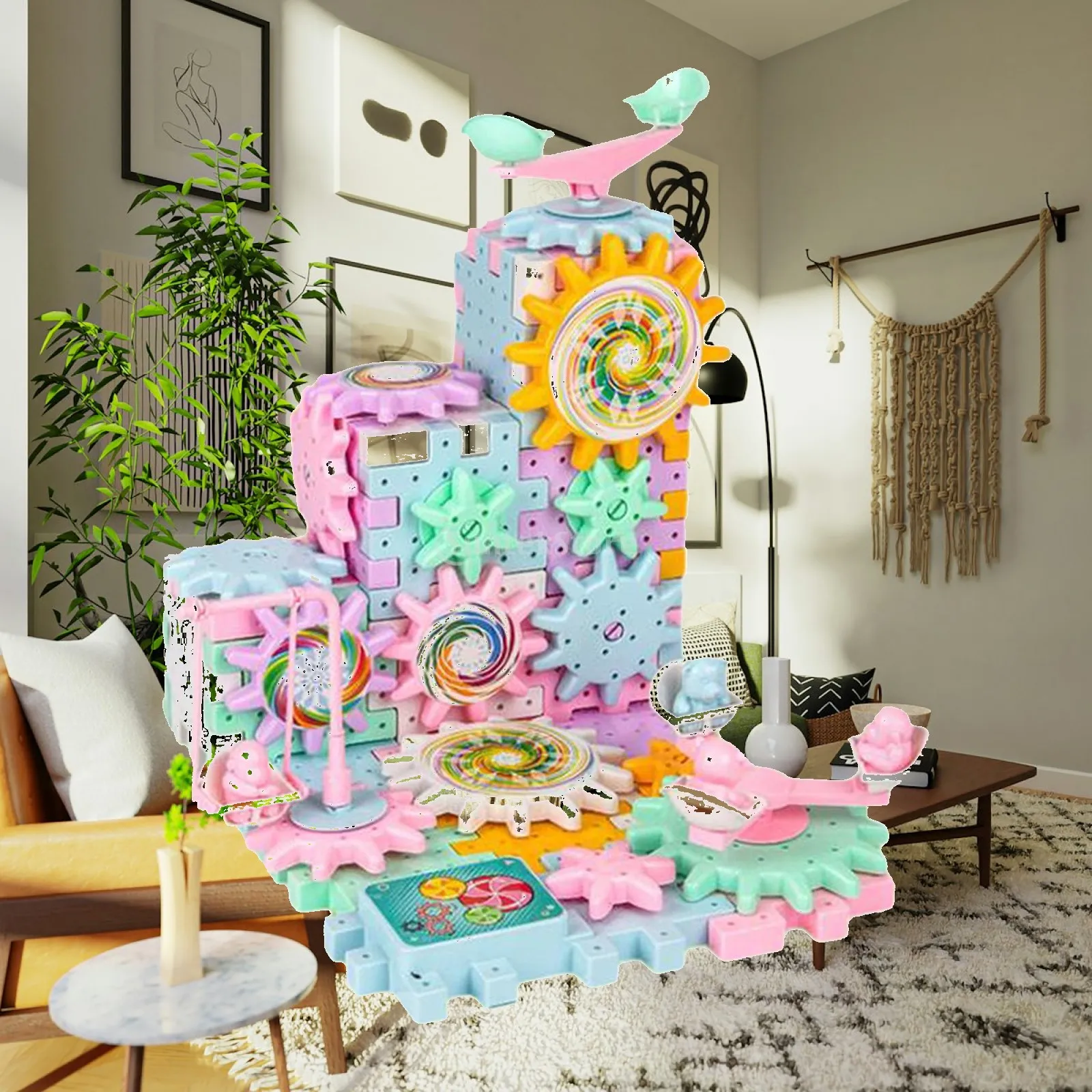 Early Educational Gear Toy 89 Piece DIY Assembly Set for Kids Sensory Development Hands on Ability Learning Block Toy