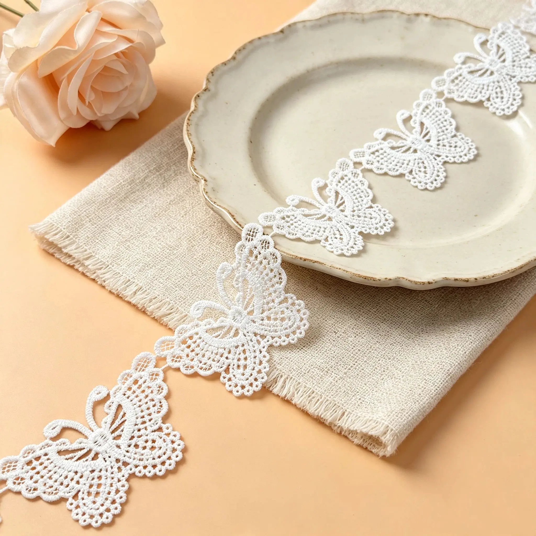 Retro embroidered lace ribbon, 2.2 inches wide, lace decorative craft, suitable for DIY embroidered bed skirt lace