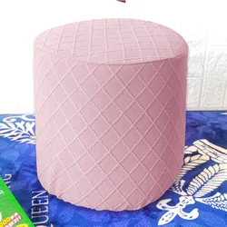 Elastic Ottoman Slipcover Solid Color Round Sofa Footstool Cover Case Stretch Dust-proof Antimacassar Decorative Protector Cover