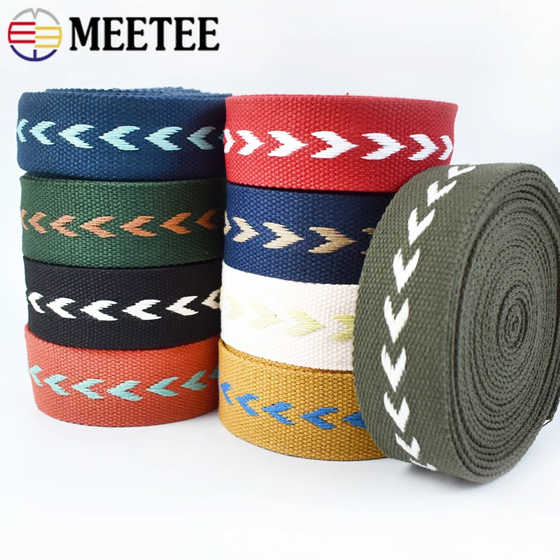 2Meters Meetee Webbing 38mm Polyester Jacquard Ribbon Band Tarp Nylon Webbings Strap Bag Belt Trimming Decorative Tape Accessory