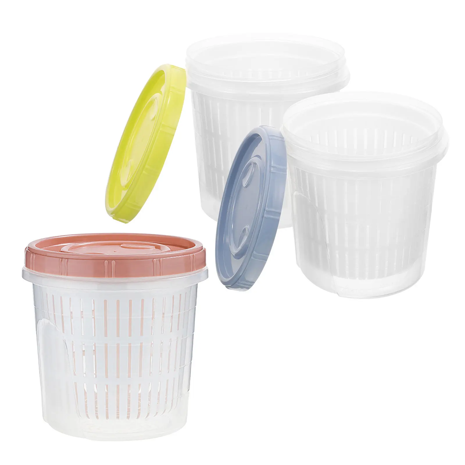 3Pcs Transparent Sealed Pickle Storage Container with Strainer Insert Leakproof Pickle Jar Keeper for Home Kitchen Picnic