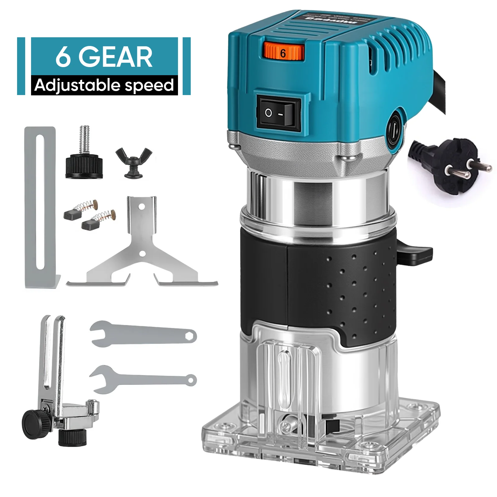 800W Elektrische Handtrimmer Houtfrees 1/4 Inch Houtbewerkingsfreesmachine Handheld Laminaattrimmer voor Groefbewerking, Houtbewerking en Houtsnijden