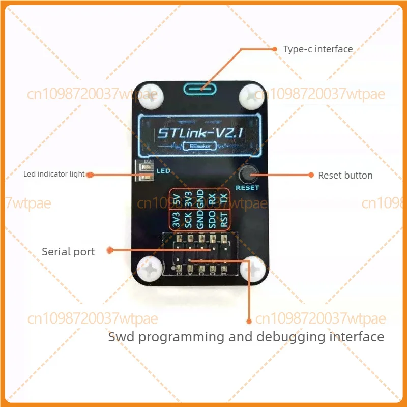 For ST‑LINK V2.1 Debug Programmer Adapter,Serial Port,For STM32 Download Debug Burn Firmware
