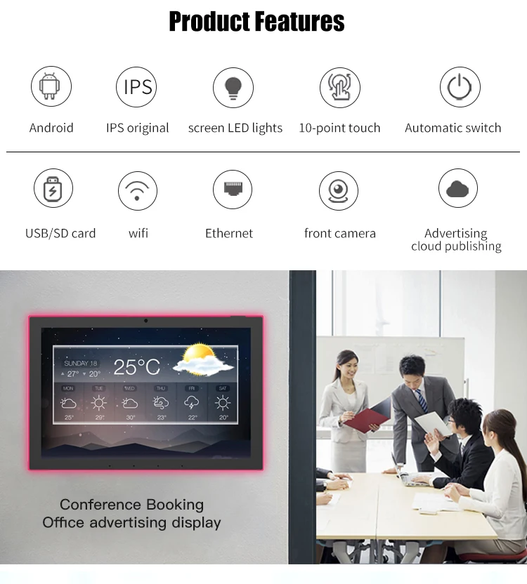 10.1 Inch Android 13 Smart Home Control Panel Tablet POE RK3566 4+64GB Zigbee/Matter Built-in Wi-Fi for Home Automation System
