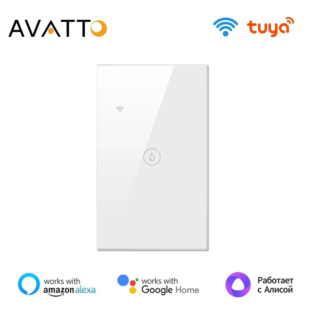 AVATTO WiFi Boiler Switch,20A Tuya Smart Water Heater interrupter,Luxuray Glass Panel,App Remote Control For Alexa Google home