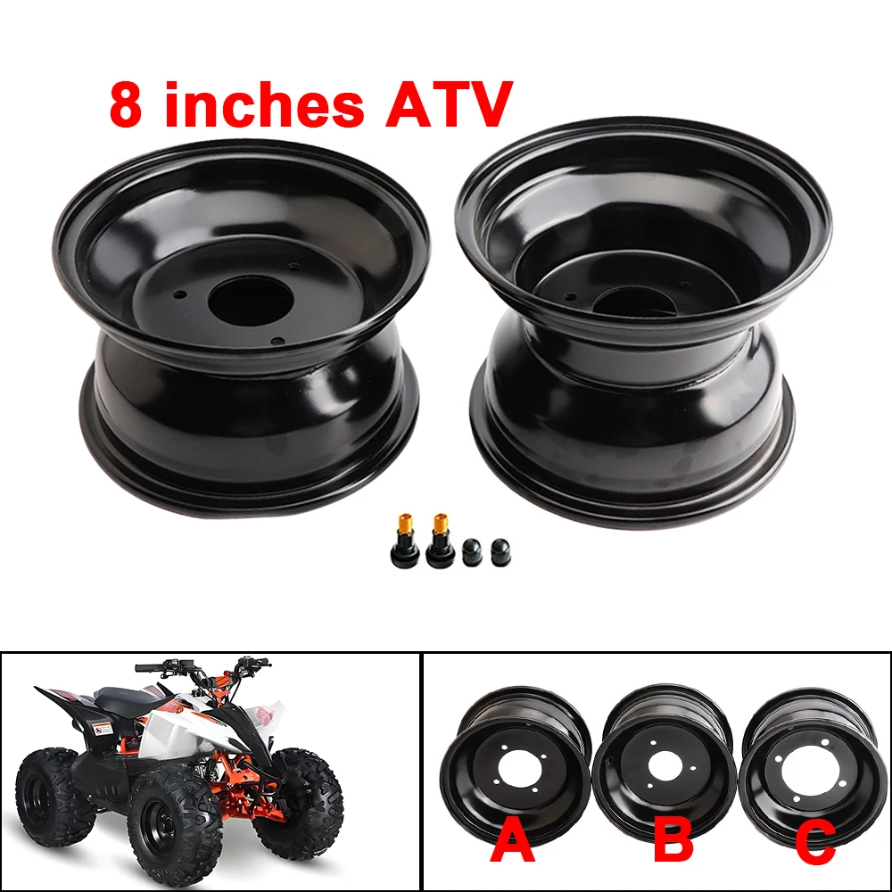 8 inch front and rear hub rims 3&4 holes suitable for 110cc125cc 150cc 200cc 250cc ATV Kart UTV Dirt Bike Quad Dirt Bike Tires
