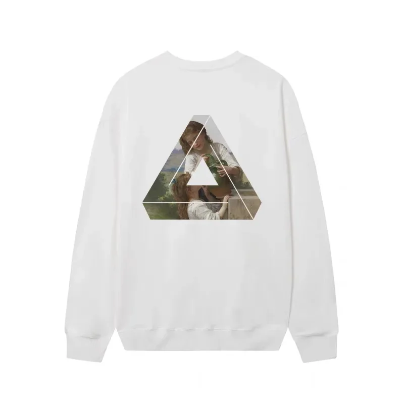 

DESIER CFZY Trendy Triangle Oil Painting Print round Neck Sweatshirt Unisex Couples High Street Style Thin Casual Top