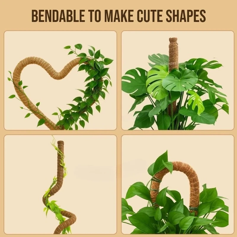 Biegbare Moosstange für Pflanzen Kokosfaser Monstera Pflanzenstütze Handgefertigte Kletterhilfe DIY Gartenzubehör – Detail 5